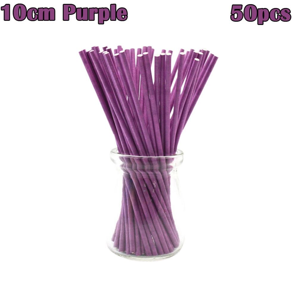 Bâtons couleur bonbon, bricolage, sucre artisanal, ventouses, papier solide, ventouse, 50 pièces/lot, 4 "/6": Purple  10cm