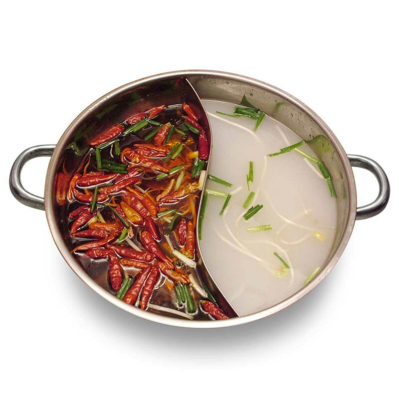 Dobbelt gryde rustfrit stål enkeltlags gryde 2 gitter tyk dobbelt øre suppe hotpot til køkkenredskaber i hjemmet