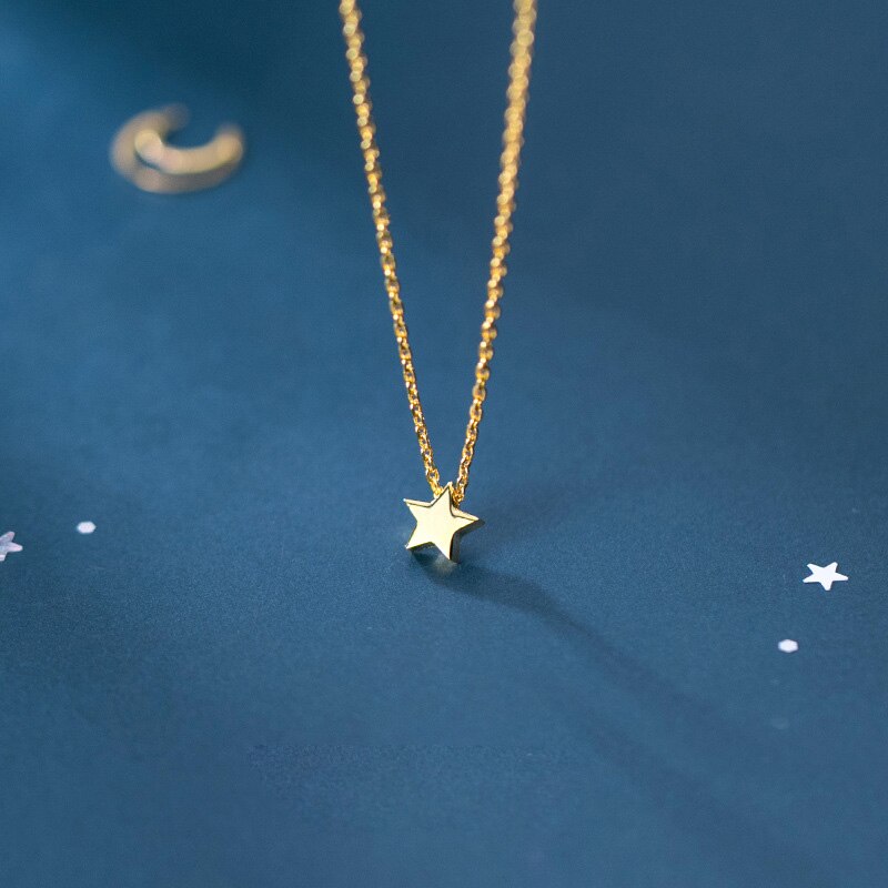 La Monada Silver Chain Necklace For Women Cute Glossy Star Minimalist Silver 925 Jewelry On The Neck Womens Necklaces