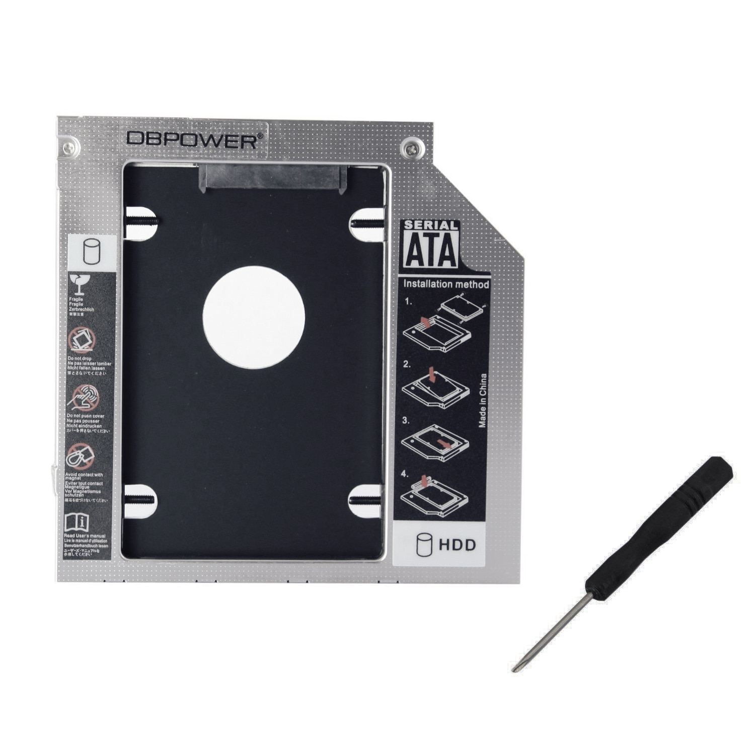 Besegad – disque dur SSD SATA à SATA en aluminium, 2.5 pouces, boîtier adaptateur pour caddie, 12.7mm, pour DVD CD-ROM Optibay