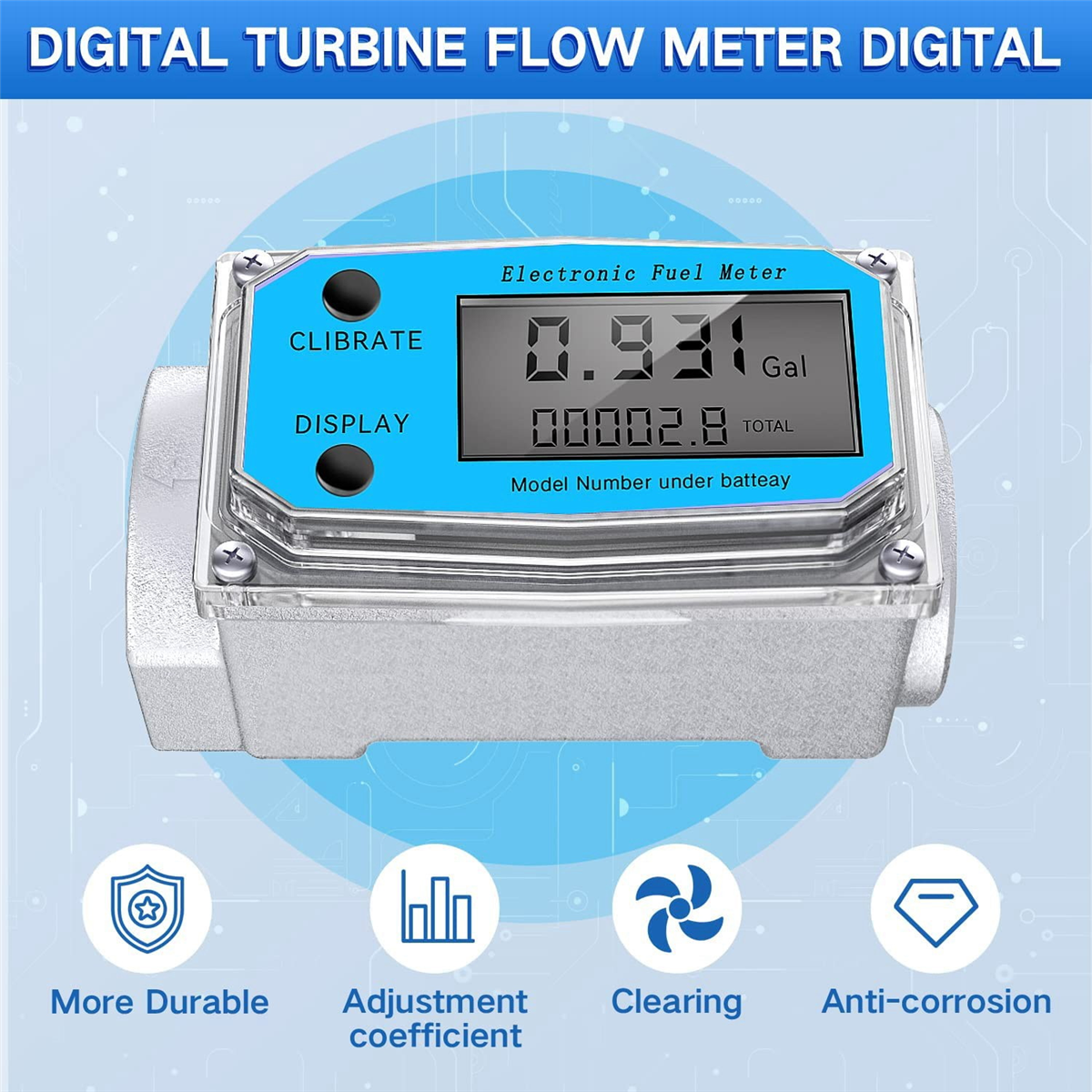 Digitale turbine wasser durchfluss messer digitale lcd anzeige mit npt zähler und fnpt gewinde gas öl kraftstoff durchfluss messer (1 zoll)