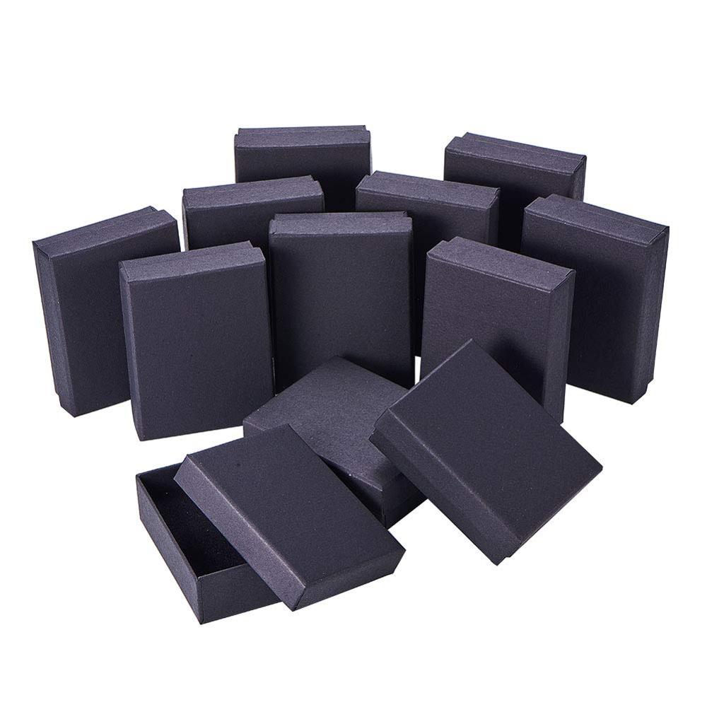 Square/Rectangle Jewelry Organizer Box For Earrings Necklace Bracelet Display Box Holder Packaging Cardboard Boxes Black