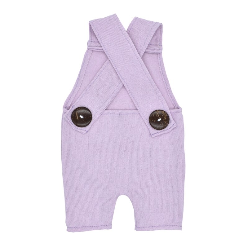 Appena nato Fotografia Prop Pulsante Tute E Salopette Pantaloni Del Bambino Servizio Fotografico Del Pagliaccetto Outfit Crochet Tasto di Legno Tute E Salopette Pantaloni Infant Foto: Purple