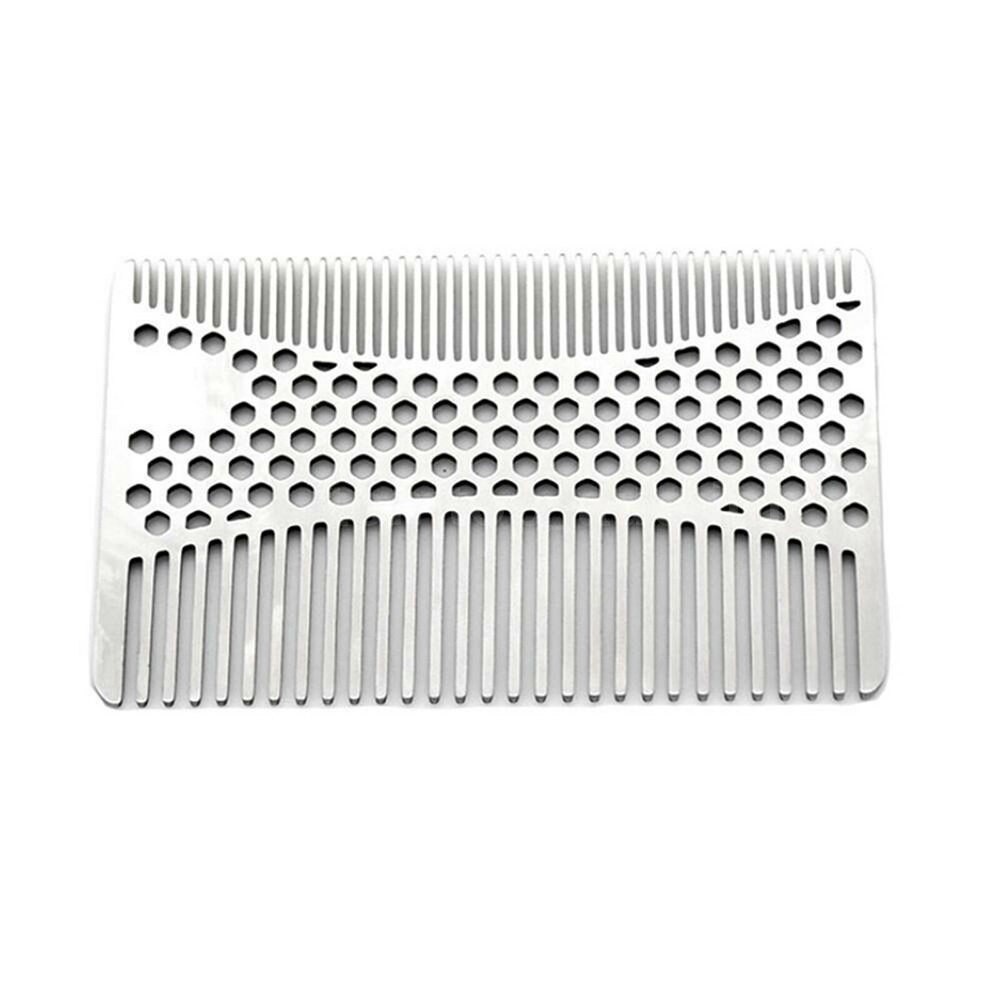 Stainless Steel Beard Comb Anti-static Mustache Brush Credit Card Size Comb Wallet Combs Hair Care Styling Tool