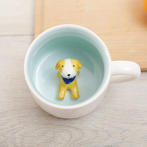 400ml Cute Animal Ceramic Mugs Cartoon Coffee Milk Tea Breakfast Cup Novelty Mugs: Dog