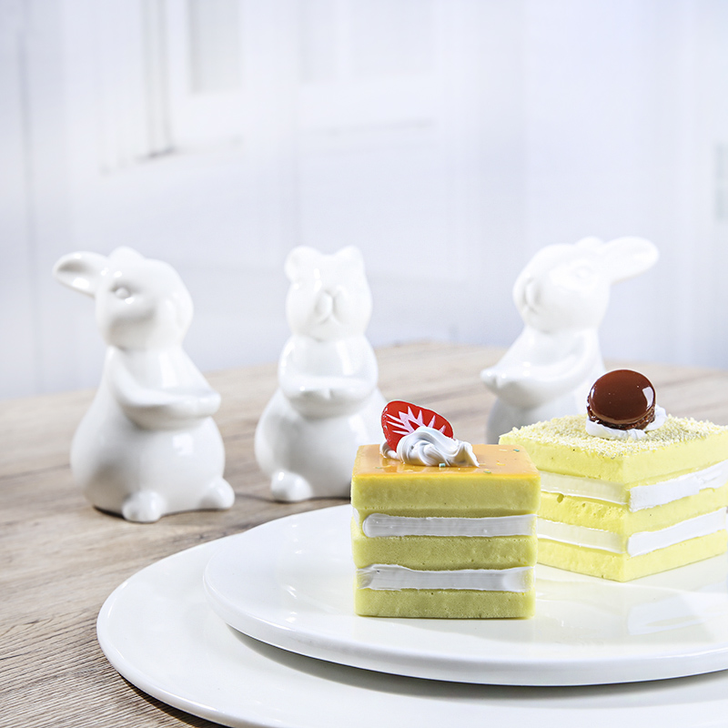 Plato de cena de cerámica para 3 conejos, soporte de postre de boda, plato de postre para el hogar, plato de pastelería, vajilla para restaurante y Hotel