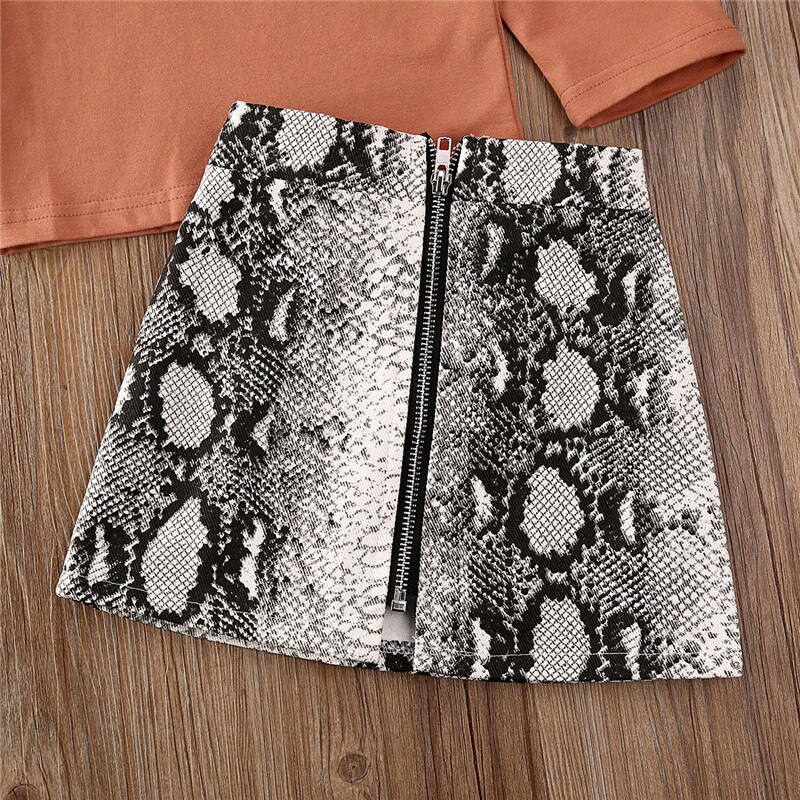 Autunno Del Bambino Del Bambino Del Capretto Del Bambino Vestiti Della Ragazza Set Dolcevita Solido Top A Manica Lunga + Pannello Esterno Della Stampa Del Serpente 2pcs Outfit 1-6Y