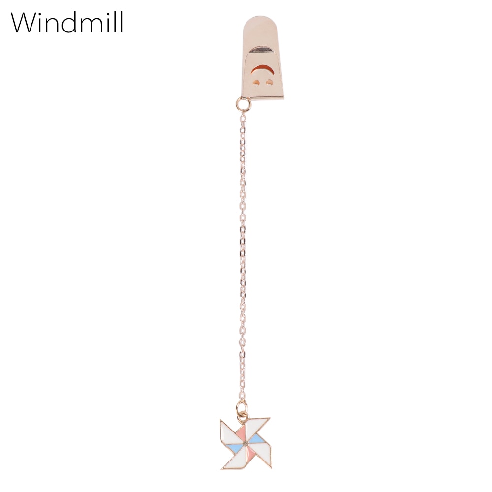 1PC Cartoon Character Bookmarks Metal Pagination Mark Cute Pendant Bookmark Marker Clip Stationery School Office Supplies: windmill