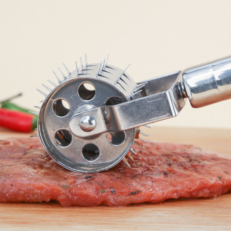 Huishoudelijke Steak Tenderizer Keuken Rundvlees Rvs Rolling Wiel Gereedschap Grenen Biefstuk Vlees Naald Bakken Accessoires Tool