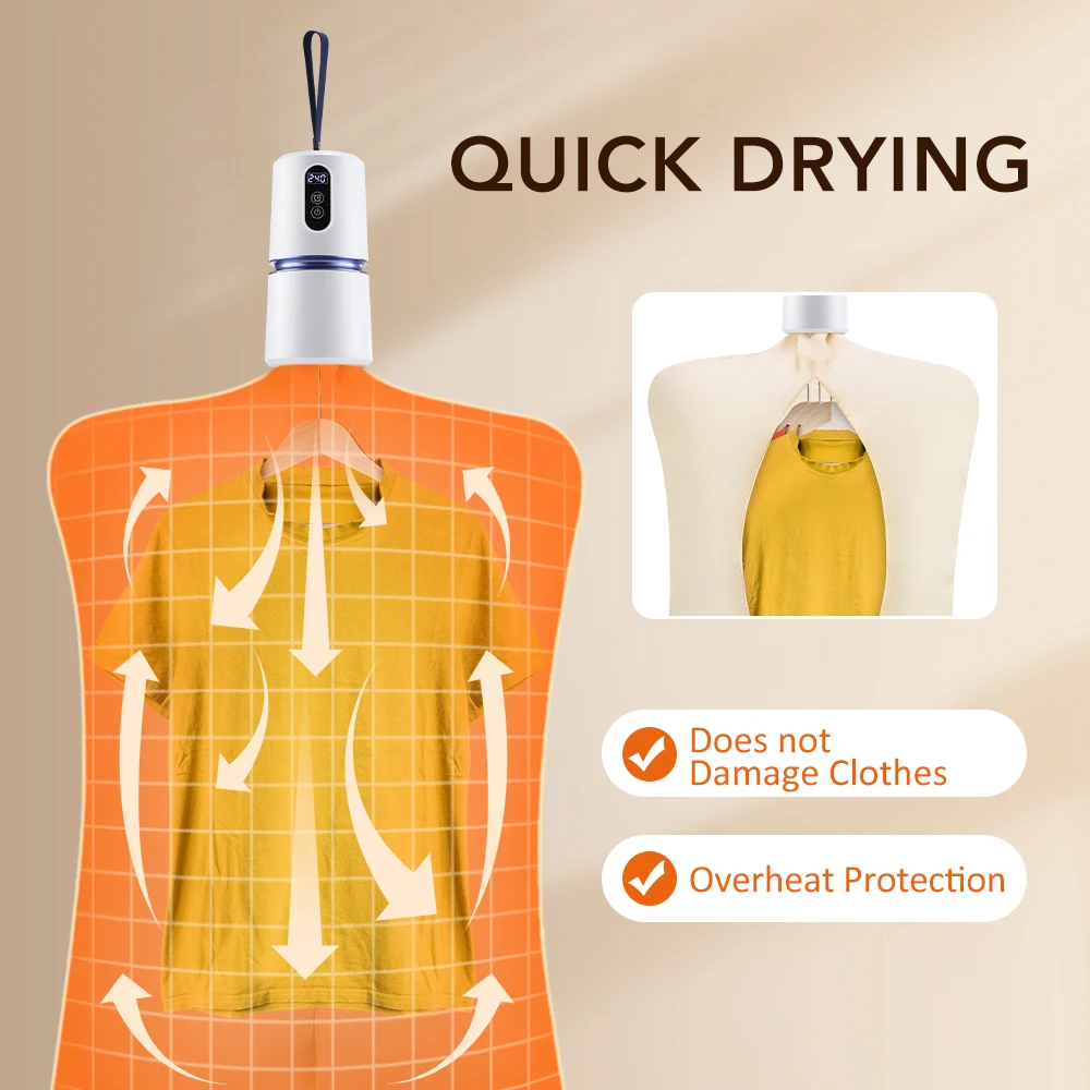 Bærbar tørketrommel liten stille klær hurtigtørkende maskin justerbar timer mini vaskemaskin sammenleggbar tørkemaskin