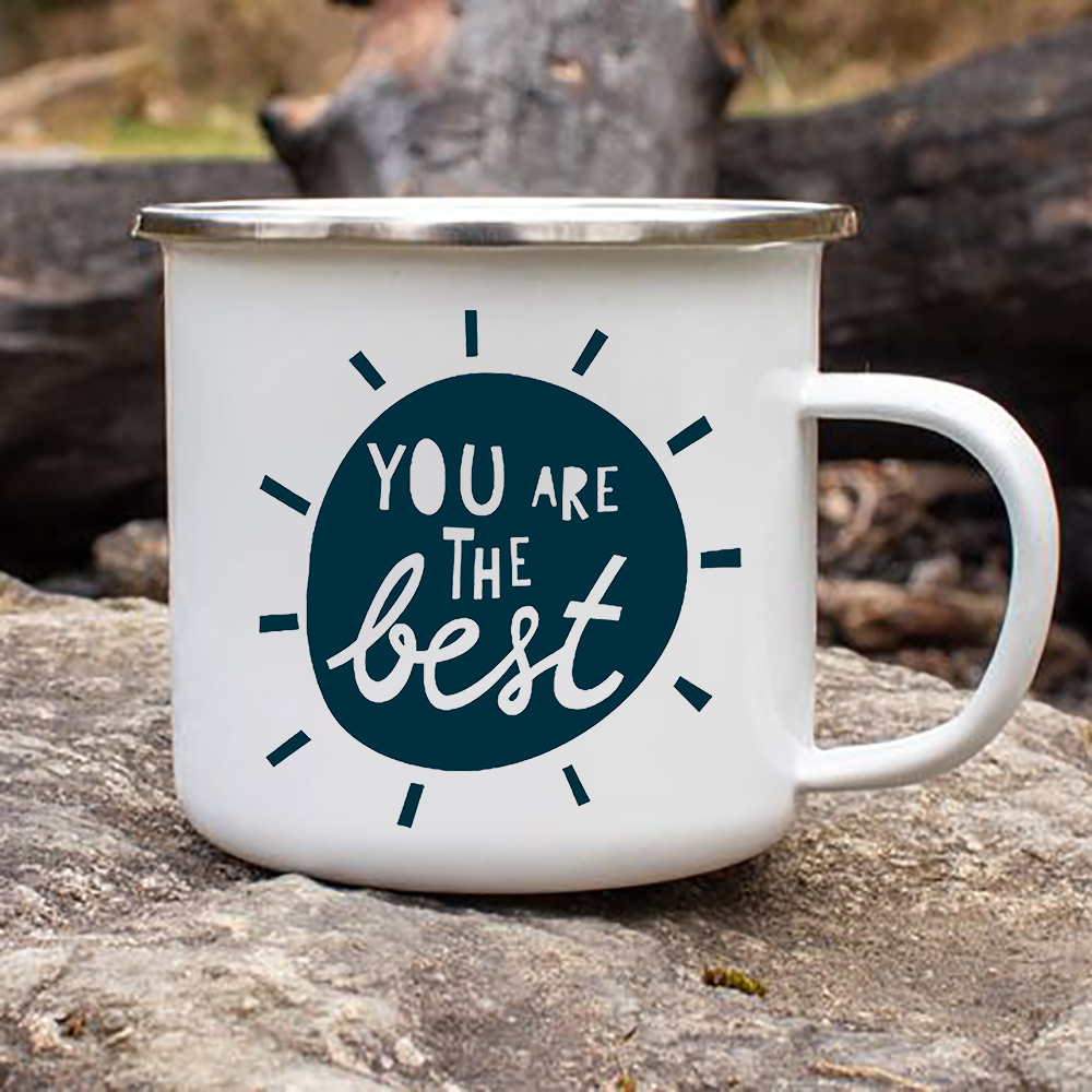 Træ bjerg måne stjerner emalje kaffe te krus camping bål fest øl drink juice cola kopper udendørs vandreture: Xh1556-a015wh-8