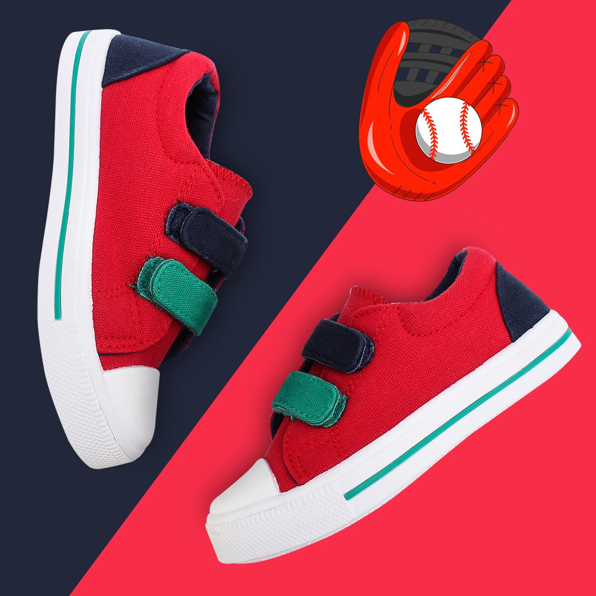 Kushyshoo peutersneakers kinderen meisjes zachte sportschoenen rode dubbele haak kinderschoenen jongens sneakers canvas schoenen kinderen