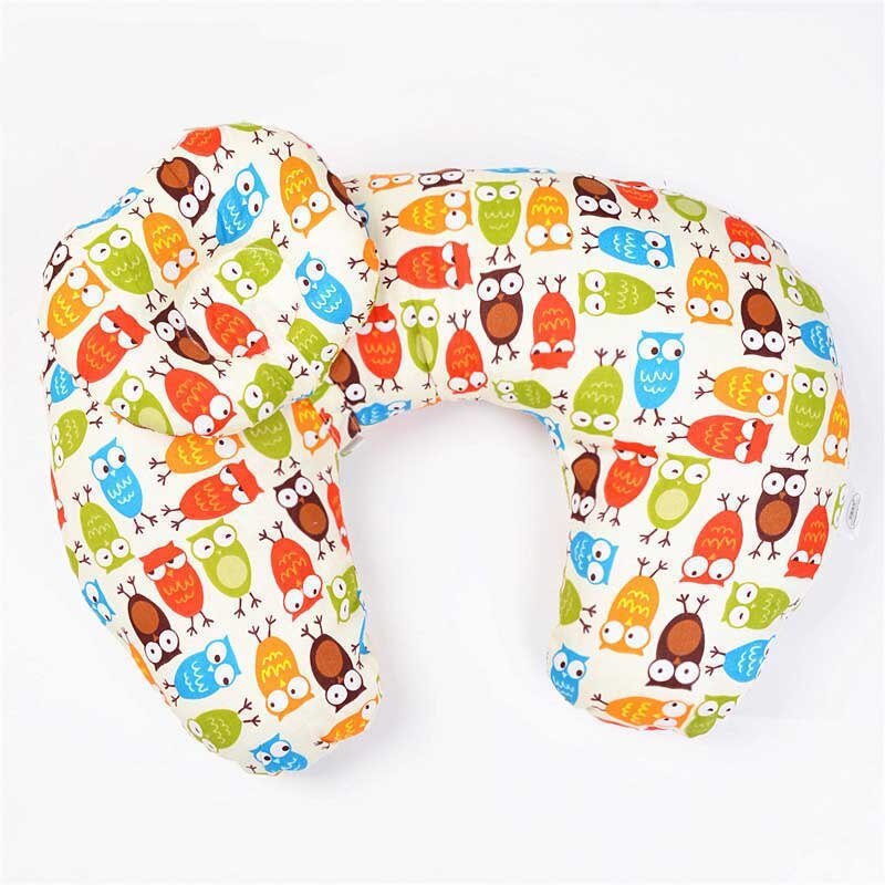 Oreiller d&#39;allaitement en coton en forme de U pour -né, coussin lombaire pour allaitement: owl