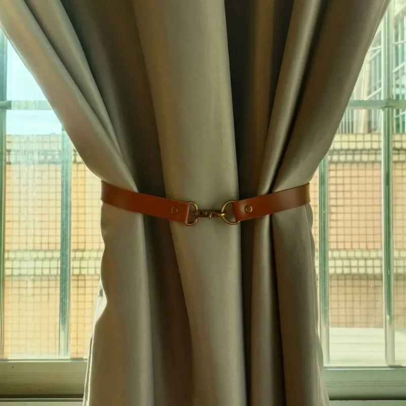 Läder pu gardinband gardinsamling knytband rephållare klämma rem spänne gardiner spärr heminredning rumstillbehör