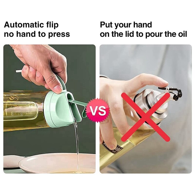 Olie Dispenser Fles Voor Keuken, Automatische Flip Cap Koken Olie Dispenser Fles, Non-Drip Uitloop, 25 Oz Glazen Fles Olie