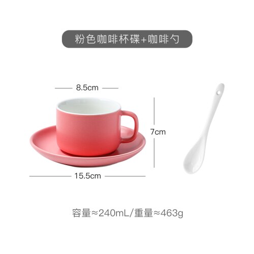 Taza de café Rosa mate, juego de copas lindas y platillos de cerámica, taza de té de porcelana, tazas simples Retro de agua, Fincan nórdico, AC50BD: Style2