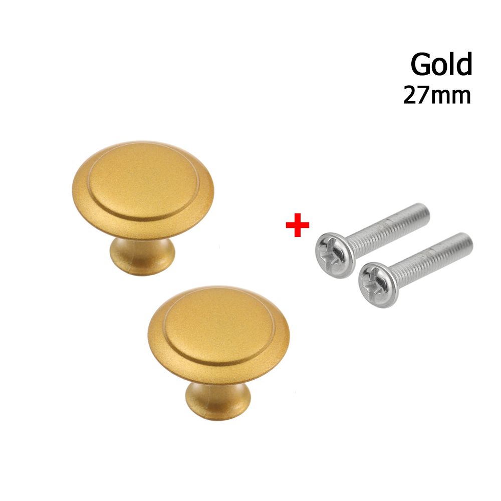 2pcs/lot Wardrobe Pulls Round Brass Furniture Door Handles Fitting Kitchen Cupboard Dresser Drawer Knobs Luxury Cabinet Pull: 27mm-gold