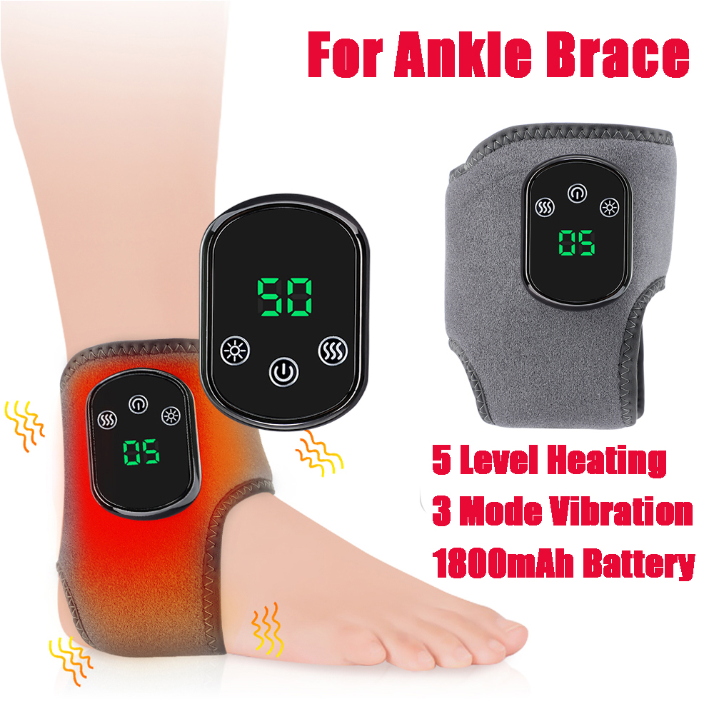 Draadloos enkelverwarmingskussen Elektrische vibratiemassage Verwarmde voethandwikkel voor pols Enkel Oplaadbare verwarmde polsbandbrace: Roos rood