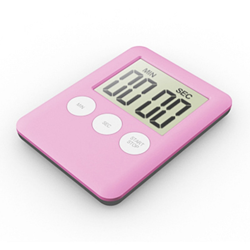 Magnetisk lcd digitalt display vandtæt badeværelse bruser timer vægur værktøj væg stativ alarm timer temperatur fugtighed bad: Lyserød