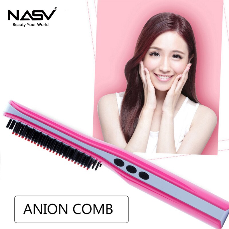 Profissional alisador de cabelo escova nasv mini flat iron usb recarregável portátil ferramentas estilo cabelo alisamento pente