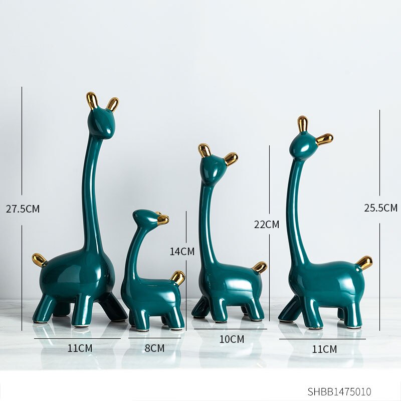 Heminredning keramik djur modell prydnad ko och rådjur staty skulptur prydnad skulptur modern konst nordisk inredning hem: 4 st fawn