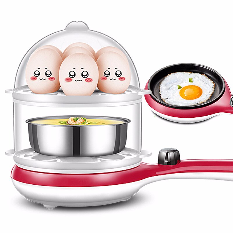 Multifunctionele Dubbele Laag Ei Steamer Mini Miniatuur Eierkoker Automatische Power Off Koekenpan Drie-in-een Ontbijt machine
