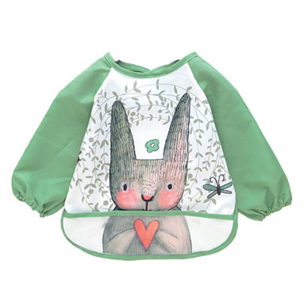 Nuovo arrivo bambino impermeabile bambino mangiare abbigliamento maniche lunghe per bambini grembiule animali del fumetto alimentazione grembiule bavaglino Bandana bambino: 1