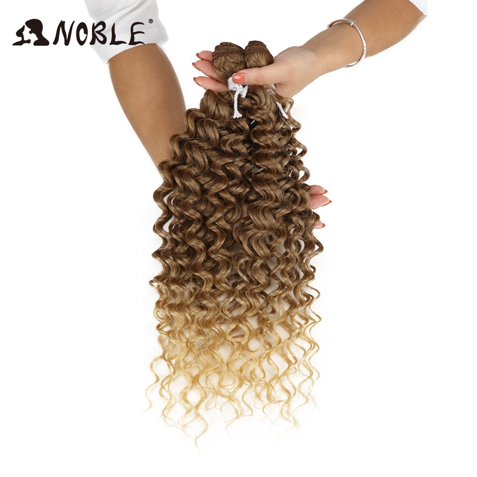 Noble Synthetisch Afro Kinky Krullend Haar Diepe Golf Haar Bundels Extensions Bruin Zachte Super Lang Haar Weave Haar Hittebestendige
