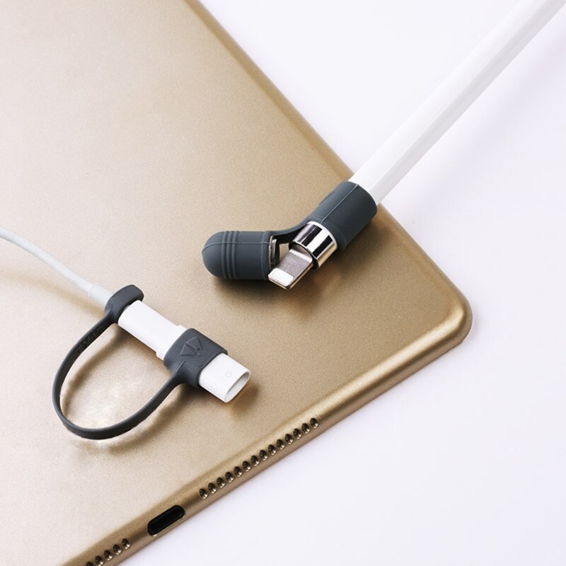 Cap Holder+Tip Cover+Lightning Cable Adapter Tether 3-Piece Kit For Apple Pencil