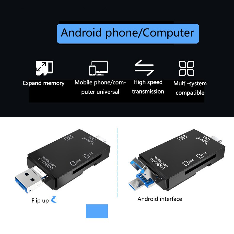 SD TF Card Reader USB 2.0 OTG Micro USB Type C Card Reader SD Memory Card Reader for Huawei Micro USB Type-C OTG Cardreader