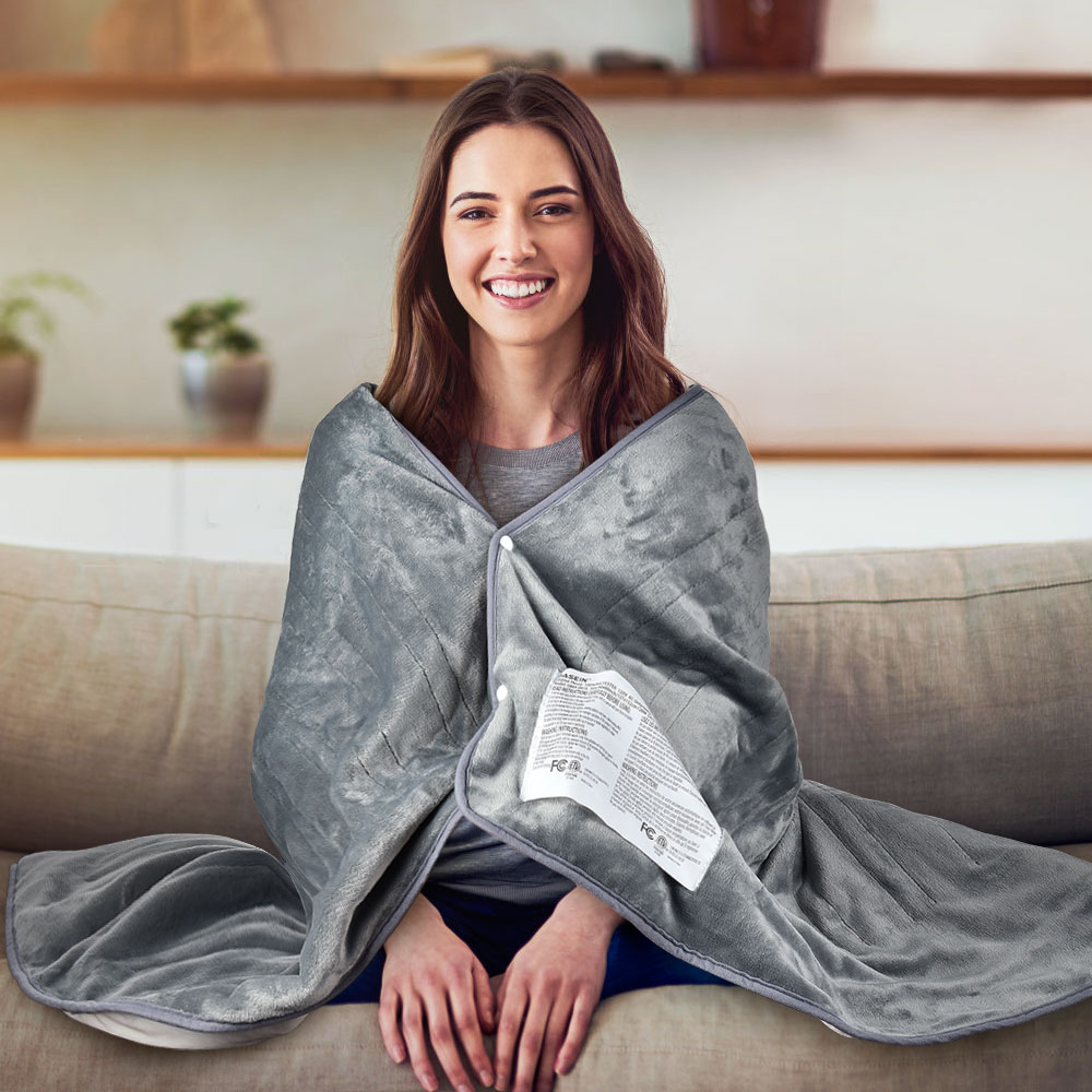 Elektrisk opvarmet tæppe super blødt krystal fleece varmt sjal flannel opvarmning plys kaste tæppe beskyttelse mod overophedning