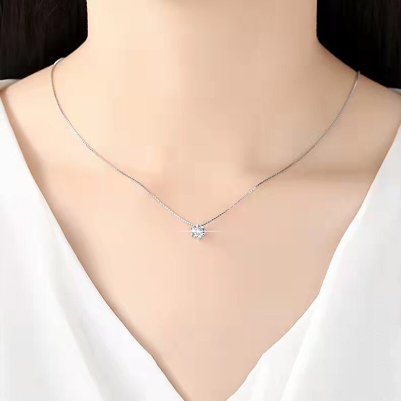 Classic Klauwen Crystal Zirkoon Hanger Ketting Voor Vrouwen Meisje Mode Zilveren Kleur Wit Zirkoon Bruiloft Ketting Sieraden
