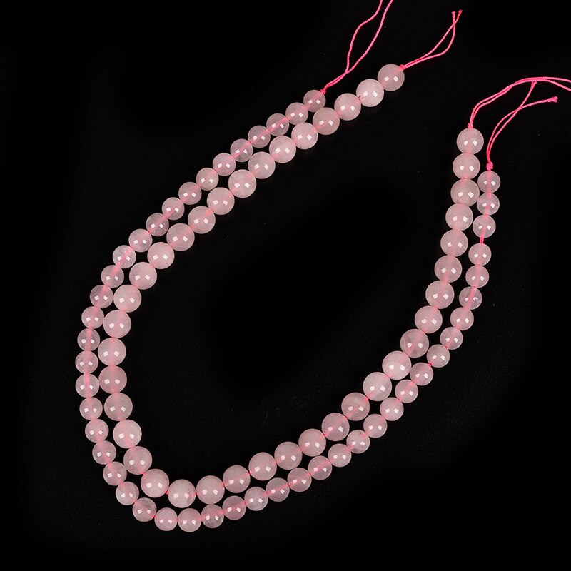 Licht Roze 4/6/8/10/12/14mm Crystal Rose Quartz Kralen Maken Ketting ketting 15inch Valentijnsdag H269