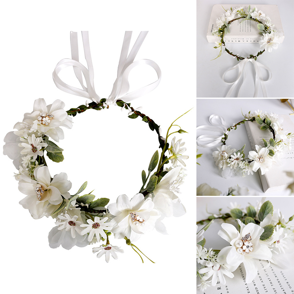Simulatie Witte Krans Bruiloft Bloem Haarband Hoofdband Fotoshoot Hoofddeksels Rose Krans Bloem Haarband
