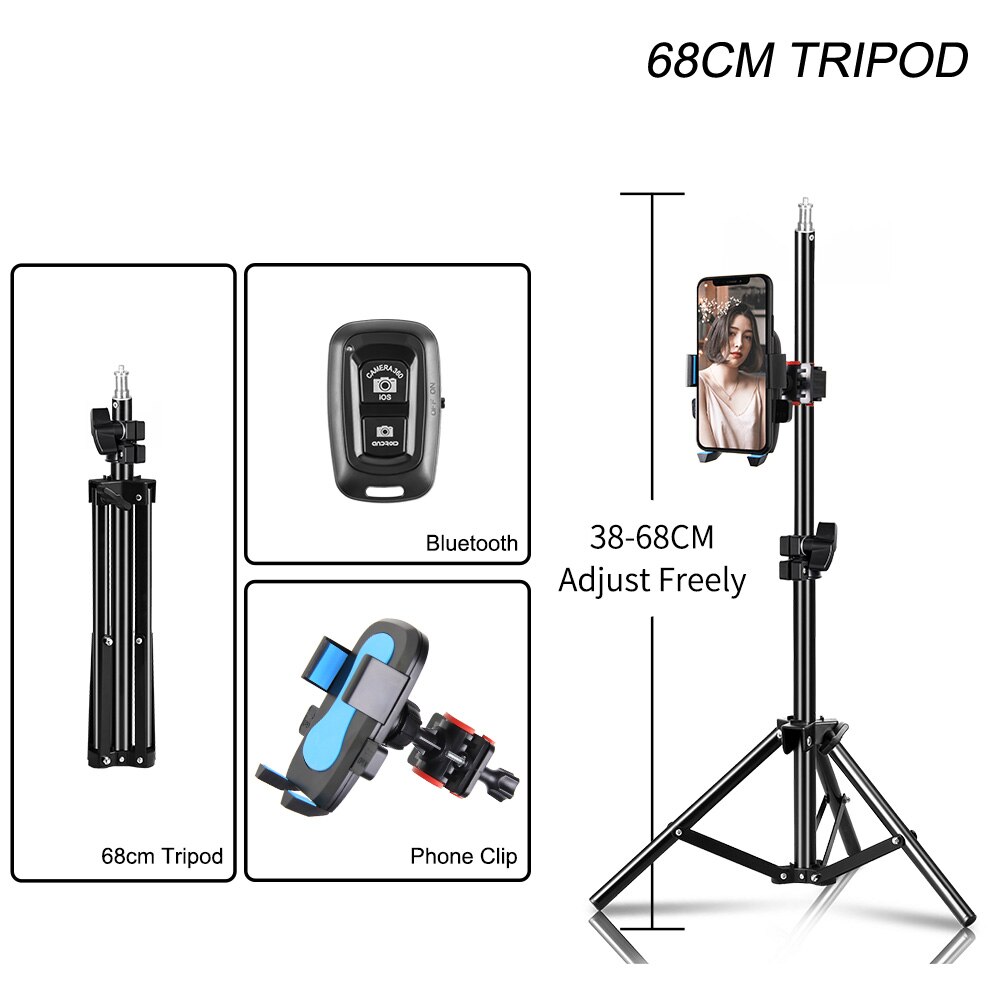 Stativ für iPhone praktisch Stativ mit Telefon Halfter und Fernauslöser Kompatibel mit iPhone/Android Perfekte für Selfie Video: 68cm Stativ