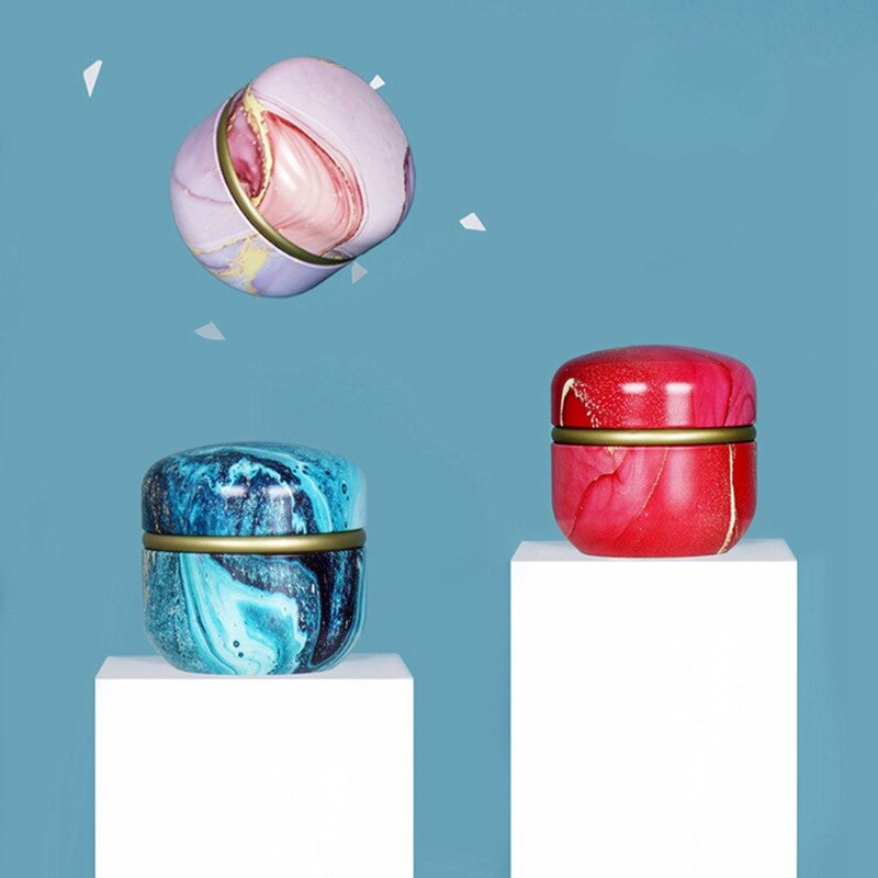 ♕s Small Round Tea Tin Cans 50g Scented Tea Universal Packaging Box Tinplate Box Portable Tea Caddies