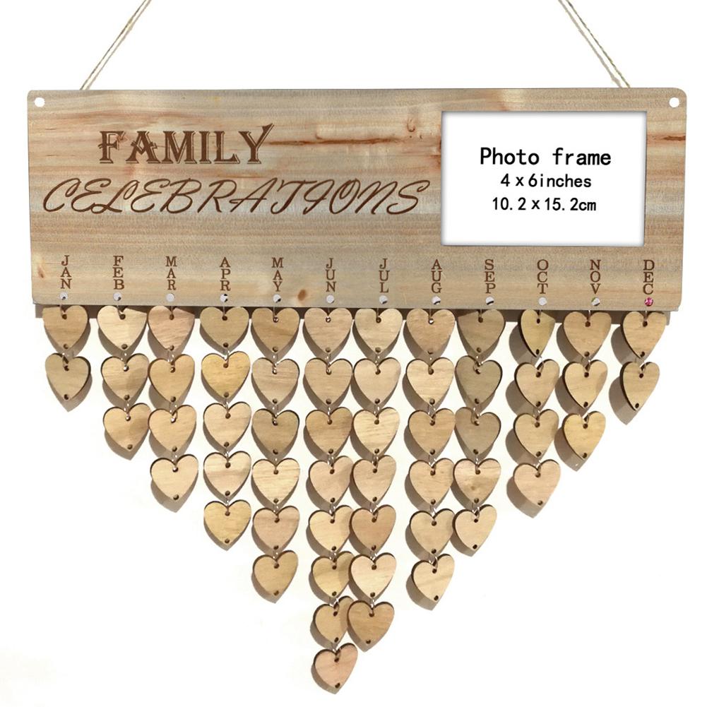 DishyKooker Wooden Family Note Board Photo Frame Calendar Wall Hanging Birthday Reminder Plaque: JM01309