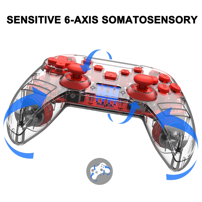 Transparent Wireless Gamepad For Nintendo Switch Controller For PC Android Phone With Dual Motor Vibration 600mAh