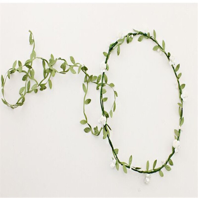 Kvinder brud blomst pandebånd boheme stil blomster krone hårbånd dame elastisk strand hårbånd blad hår gør det selv tilbehør 9 farver
