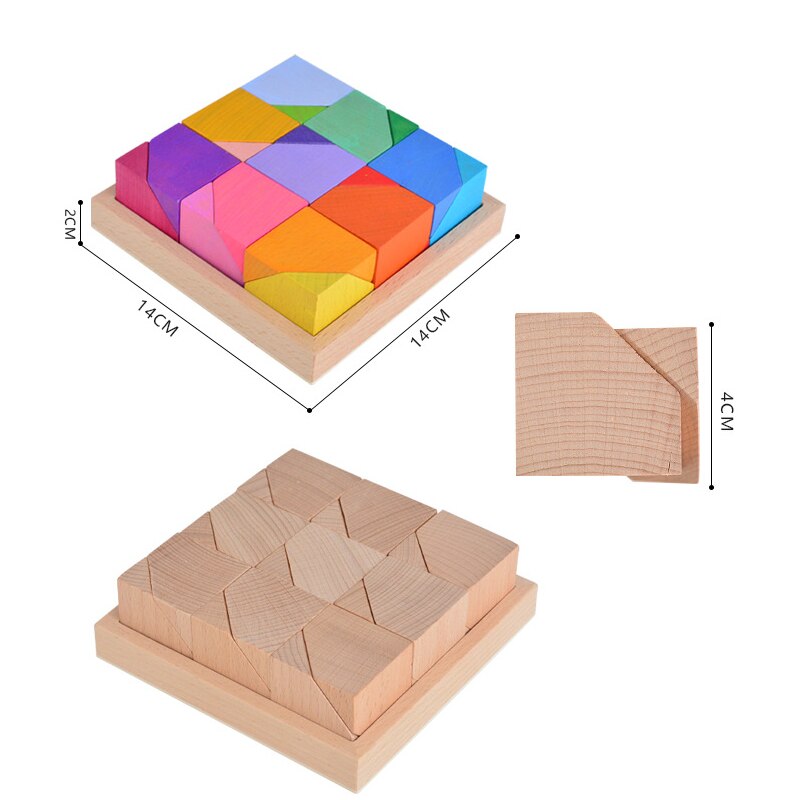 18pcs Corner Stone Color Wooden Flower Bricks Rainbow Wooden Balancing Blocks Stackable Open-ended Educational Toy