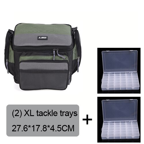 Waterproof Fishing Bag Large Capacity Multifunctional Lure Cap Fishing Tackle Pack Outdoor Shoulder Bags option Tackle Trays: Bag 2 Size XL Trays