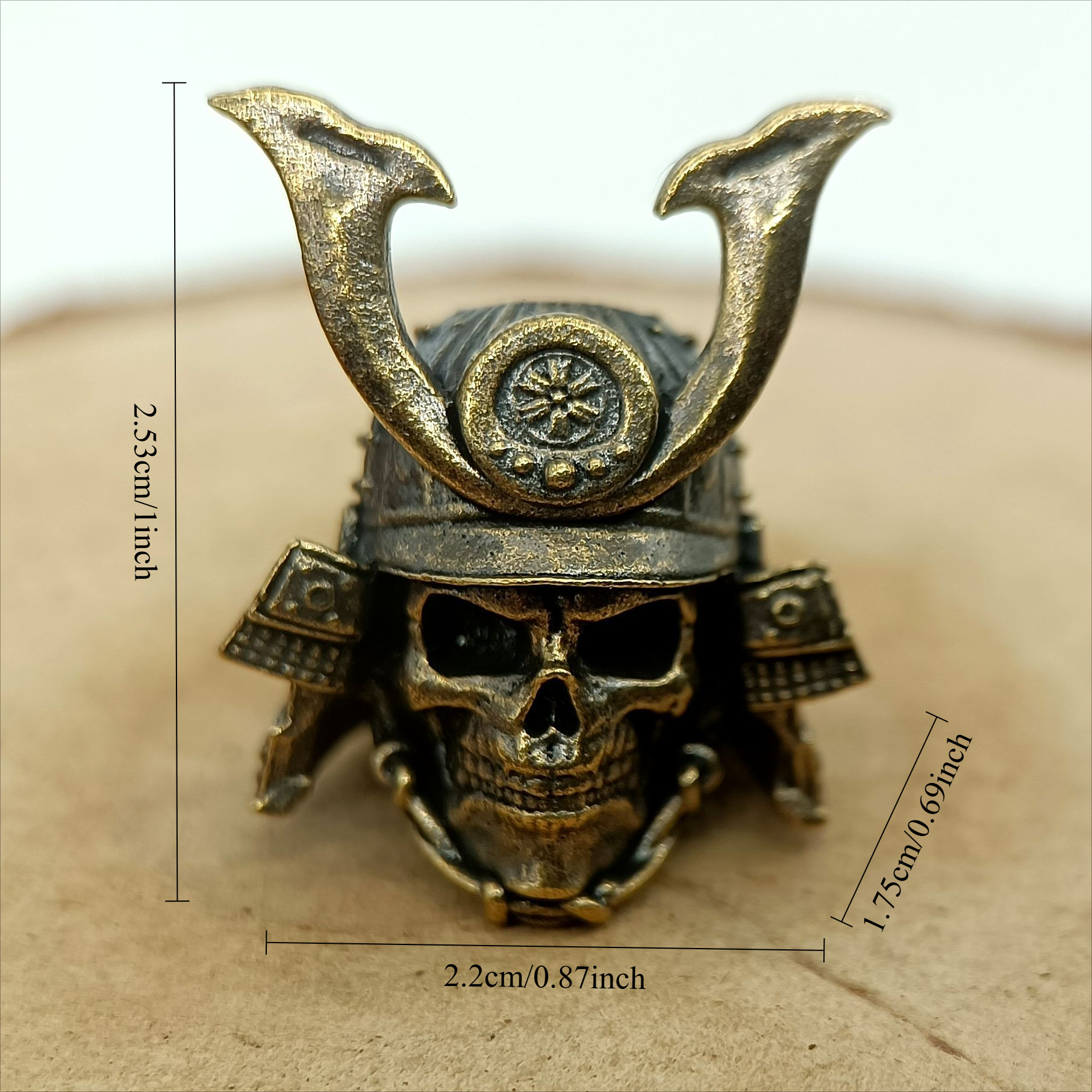 Contas de Latão com Design de Cabeça de Caveira de Samurai para Capacete, Faca, Paracord, EDC, Cordão de Faca, Pingente, Mochila, Pulseira, Colar e Chaveiro: Default Title
