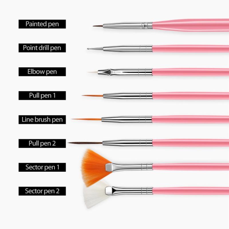 15 stk/sæt nail art børstesæt uv gel liner pen pensel prikkepen neglelak gradient maling tegnepen nail art værktøjssæt
