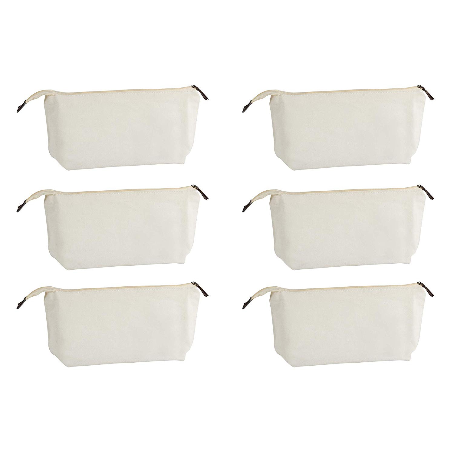 Multipurpose Cosmetische Tas Met Rits-6-Pack Vlakte Diy Natuurlijke Make-Up Pouch, katoenen Canvas Reizen Toiletartikelen,