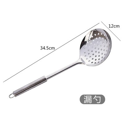 1 piece kitchen frying shovel colander soup spoon stainless steel thick long handle kitchen utensils not hand frying shovel: A  colander