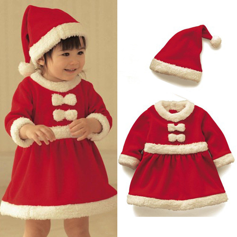 Kids Kind Kerst Cosplay Kerstman Kostuum Peuter Infant X-Mas Outfit 2 delige Set Jurk Jumpsuit + hoed Voor Jongens Meisjes