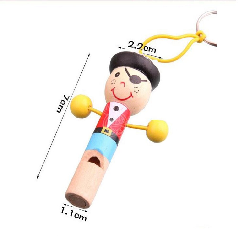 cute children cartoon wooden toy hanging pirate key fob small whistle musical instrument music puzzle