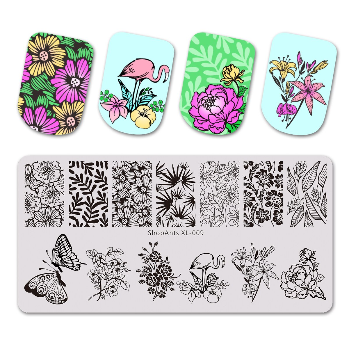 Shopants 8-10 Pcs Stempelplaten Set Rvs Bloem Bladeren Animal Geometry Zee Nail Art Stamper Template XL-001-XL-026