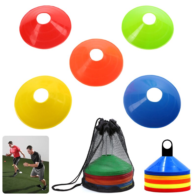 Cônes d&#39;entraînement d&#39;agilité de football avec sac de transport support en plastique pour enfants marqueurs de cône de terrain de sport cône de jeu 10 pièces