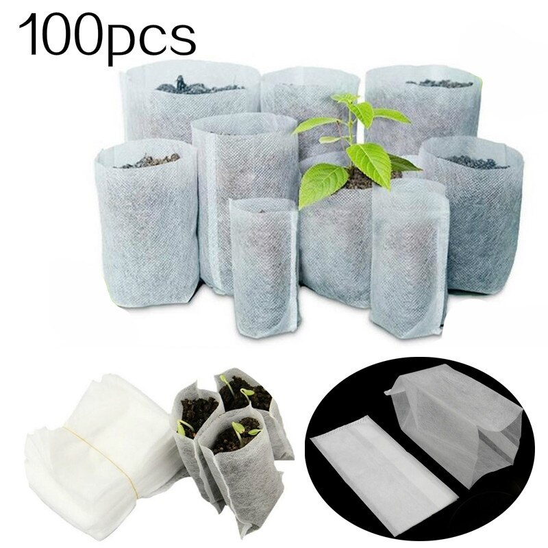 Sacs de culture de plantes pour pépinières, 100 pièces, biodégradables, en tissu Non tissé, Pots de semis, sacs de jardin